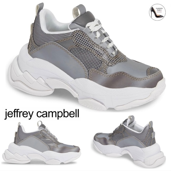 Jeffrey Campbell Grey Reflective Fabric Lace Up Womens Fashion Lo-Fi Sneaker 8.5 - Picture 3 of 16